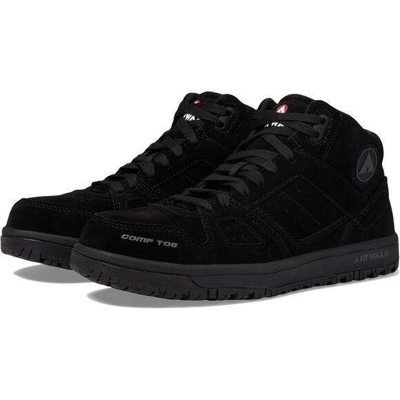 Airwalk Women's 8.5D Black Suede Mongo Mid Work Boots EH Composite Toe LE1-19 - Picture 1 of 8